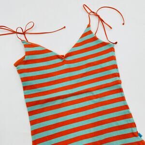 Vintage Y2K Paul Frank intimates blue orange striped tie strap tank camisole